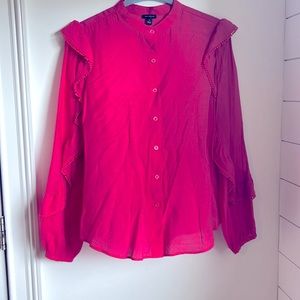 Ann Taylor long sleeve pink blouse.  Sleeve detailing is beautiful. Size M.